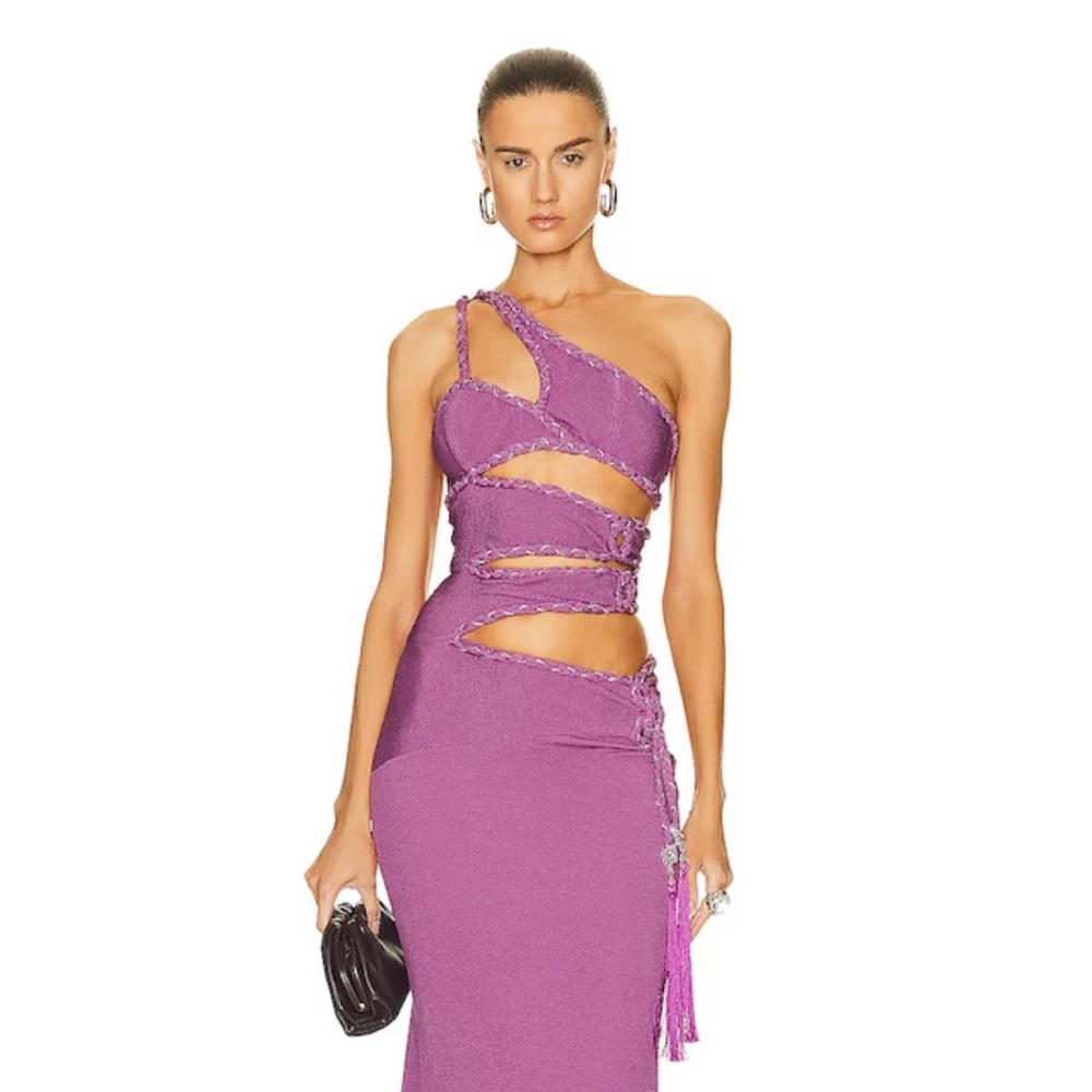 PATBO cut out maxi dress beaded rope detail